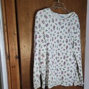 Bobbie Brooks Floral Long Sleeve Tee - Cream and Pink